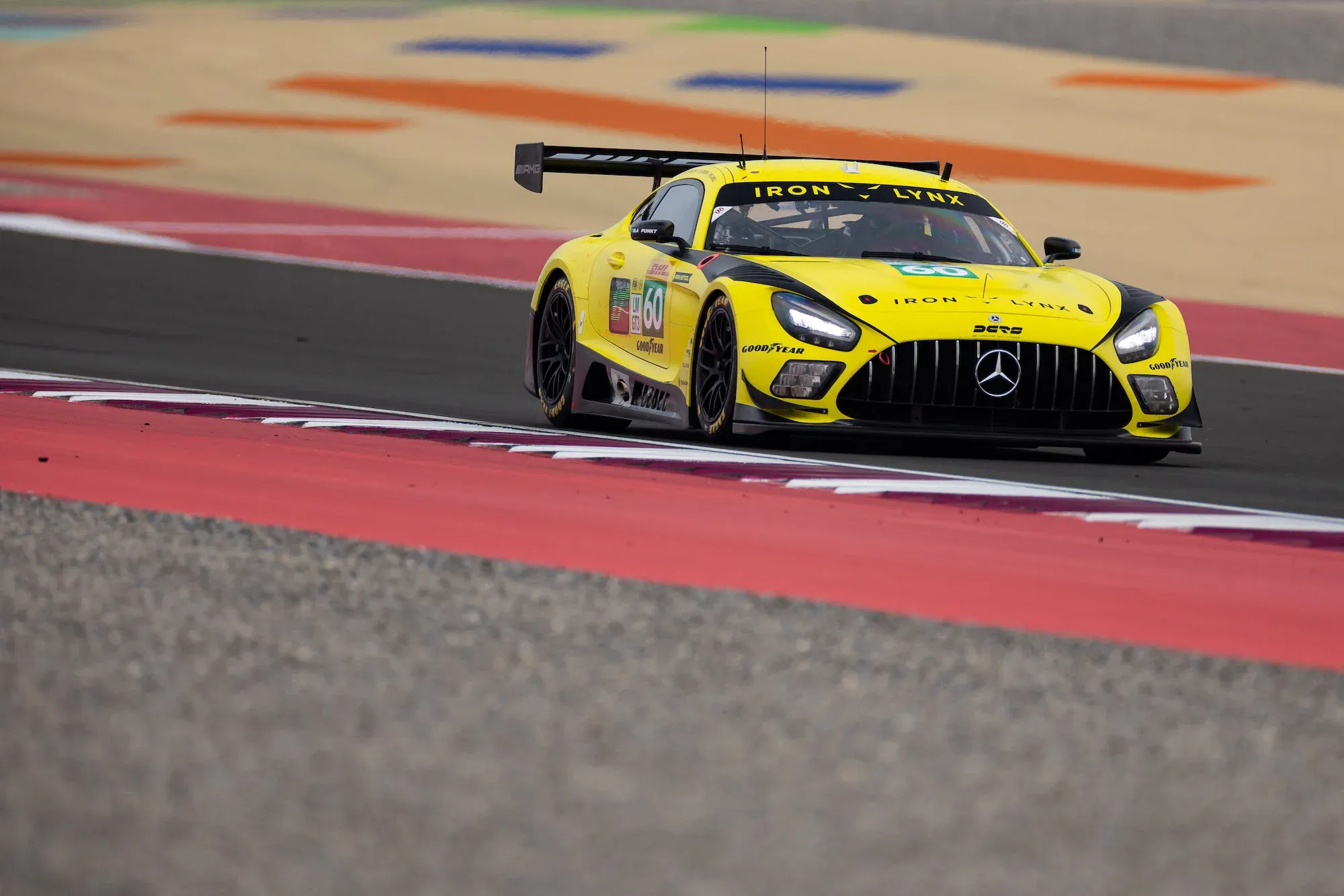 #60 Iron Lynx Mercedes-AMG GT3 at Losail International Circuit, Qatar, for FIA WEC.